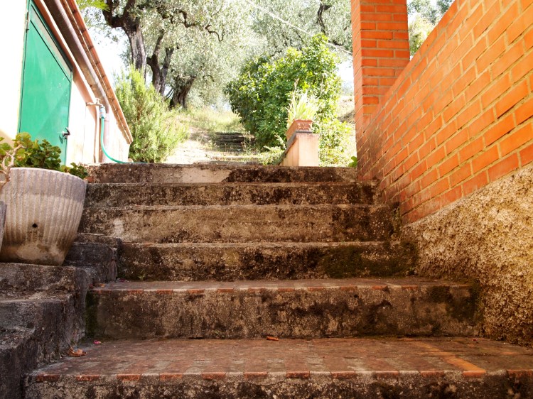 Picturesque stairs reflect the home's medieval history.