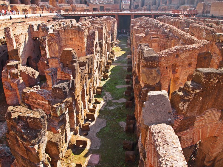 This maze of hallways, rooms, and doors was originally under the arena floor. It served as a "back stage" area. 