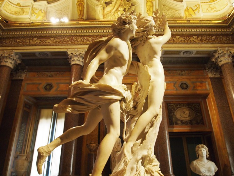 Another statue by Bernini, this time of Apollo chasing Daphne as her father turns her into a laurel tree.