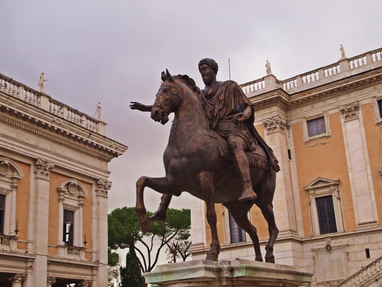 A replica of the Equestrian statue of Marcus Aurelius. The original was the first of its kind. 