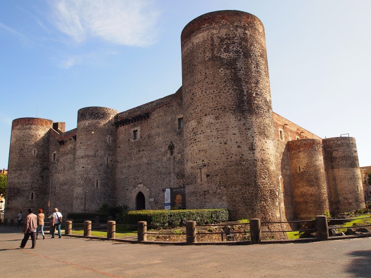 Castello Ursino was completed in 1250. When I first arrived, I was a little perplexed - usually castles with large watch towers like these, if built in the Middle Ages, were built atop hills or overlooking water for the best vantage points. Ursino appeared to be neither near water nor on a hill. What I didn't account for, though, was Etna's two eruptions in the later half of the 1600s. The eruptions produced so much lava (and subsequently, new land) that the castle was, in fact, once on a hill and near the sea. It survived because it was built on a hill higher than the lava rose. Nowadays, there's a museum in there.
