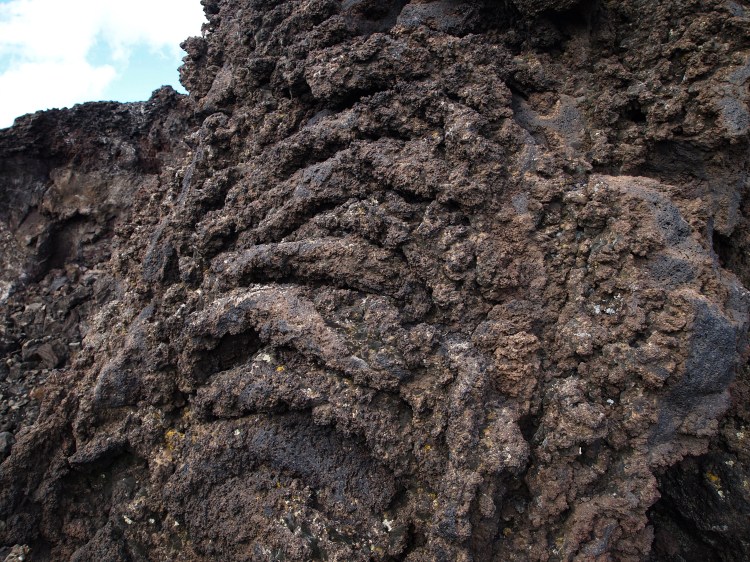 This crater's lava slurped out - it didnt flow or gush out. We can see the layers that this action produced.