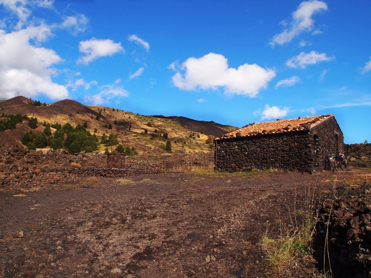 We had lunch in a little cabin made out of the volcanic basalt. We ever made some friends there, too. Two bikers stopped by for a snack break as well. 