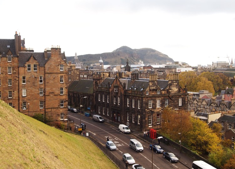 The view from the castle's "driveway" was spectacular. That's Arthur's Seat in the background - the hill that we hiked just one day earlier. 