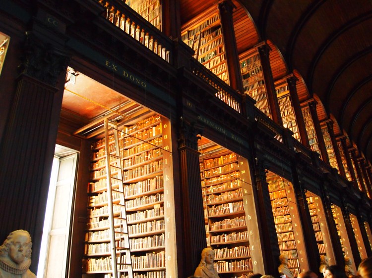 The library's "long room" is 213 feet long. It's home to over 200,000 of the oldest books in the school's collection. 